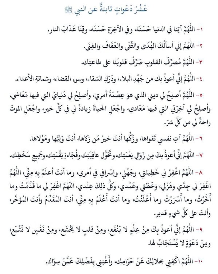 أدعية ثابتة عن النبي صلى الله عليه وسلم