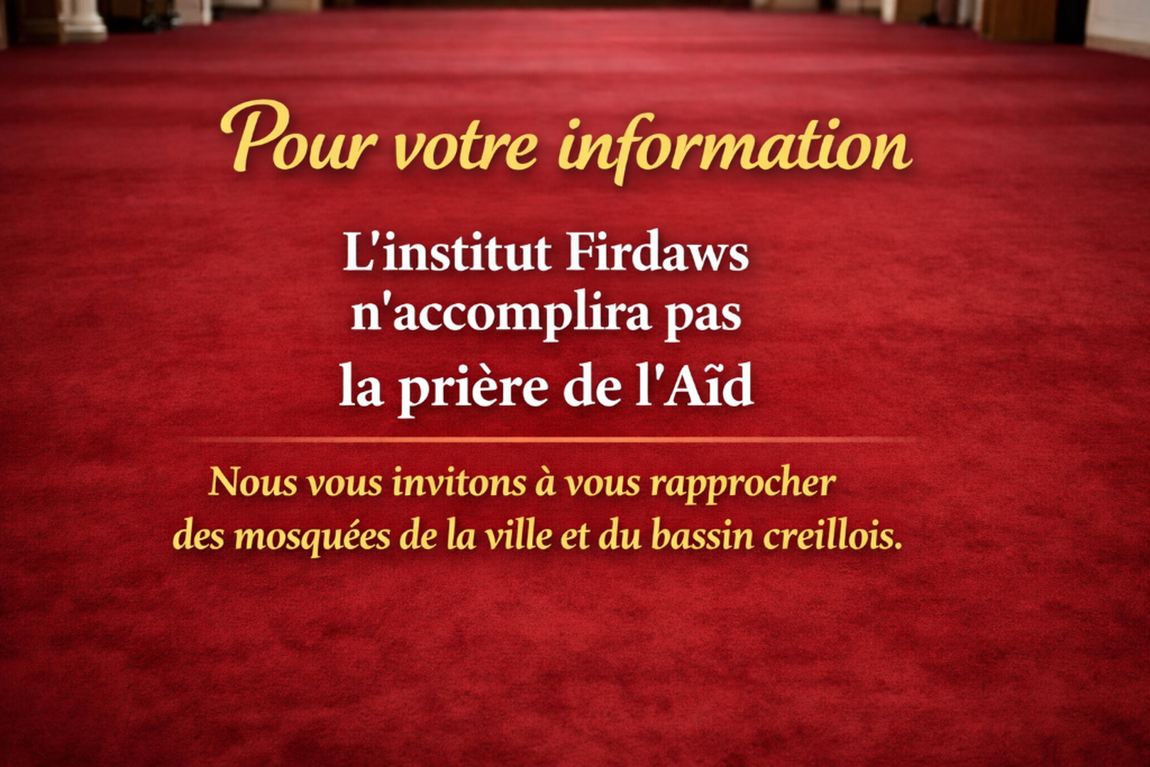 Pas de prière de l’aid à l’institut