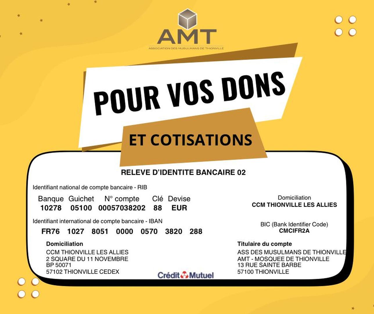 Pour vos dons et cotisations