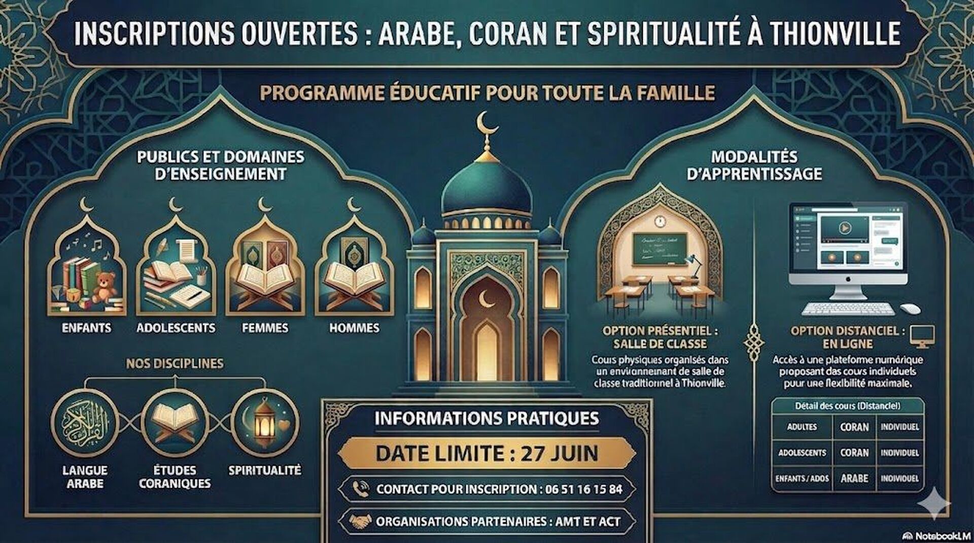 Inscriptions aux cours 2026 - 2027