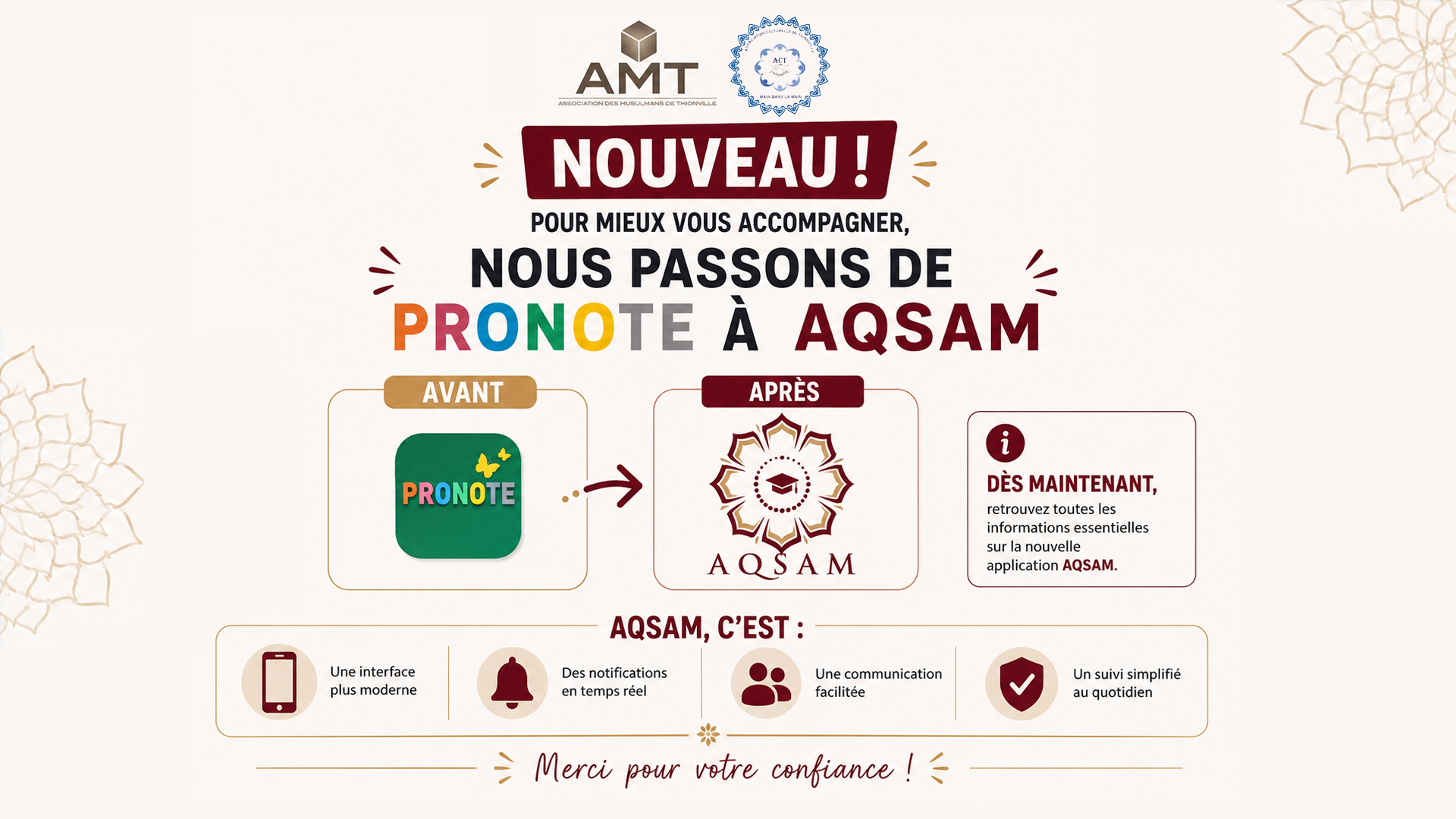 De Pronote vers AQSAM