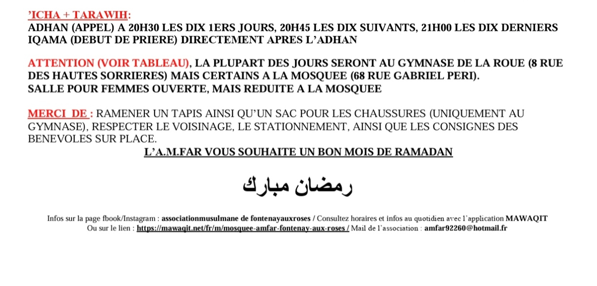 Organisation ramadan