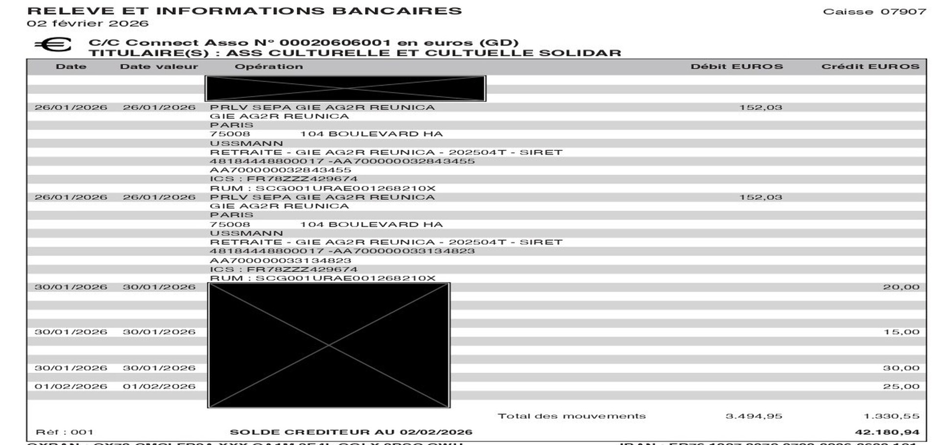 Bilan comptable janvier 2026