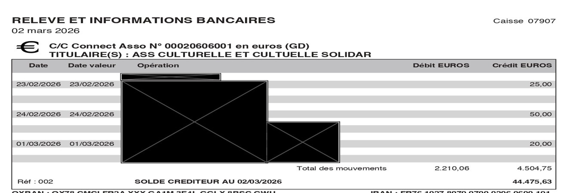 Bilan comptable février 2026