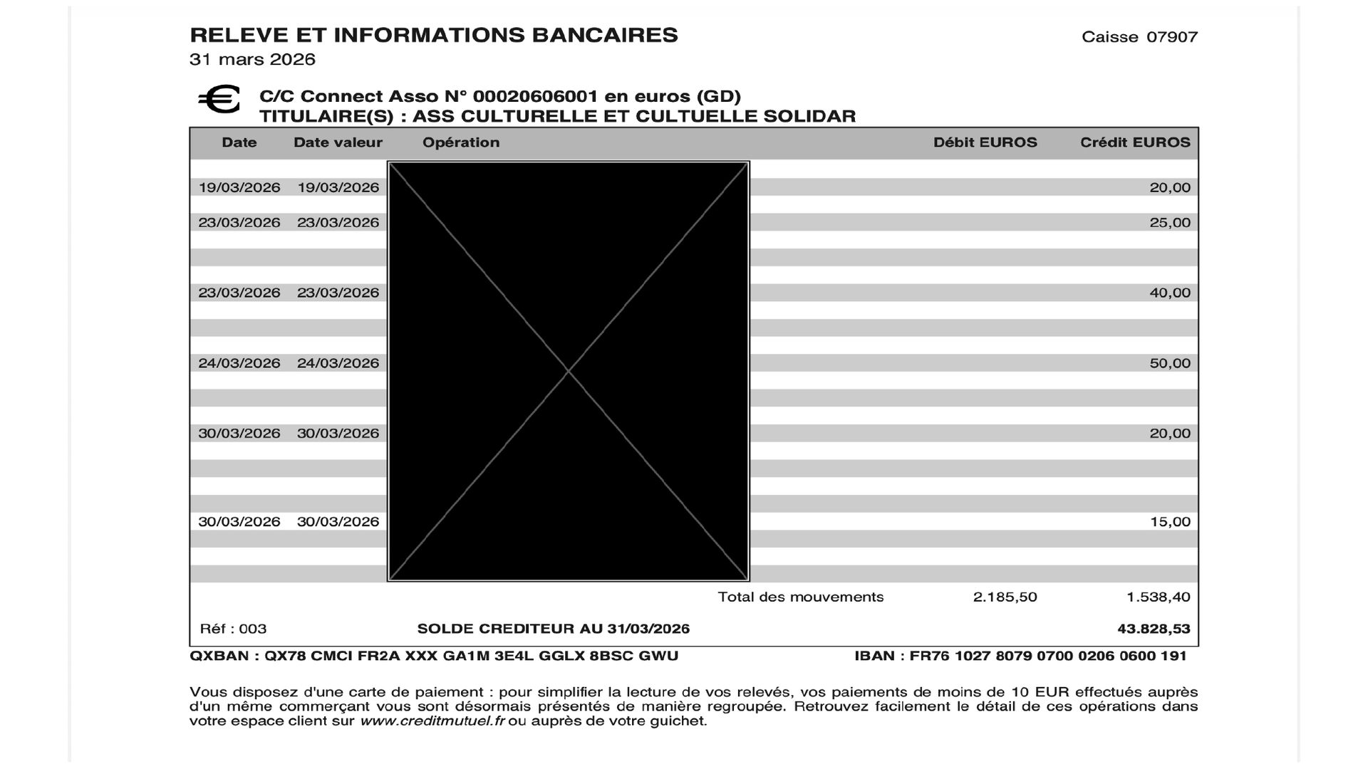 Bilan comptable Mars 2026