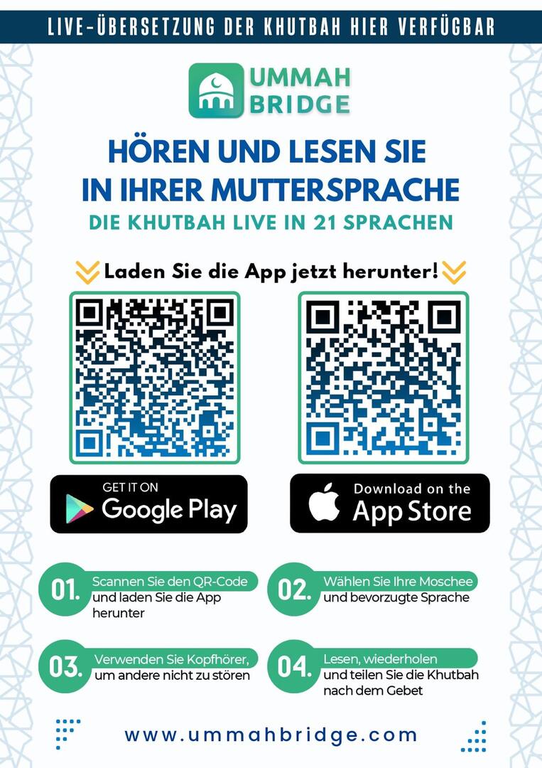 Khutba in 21 sprachen Hören und lesen