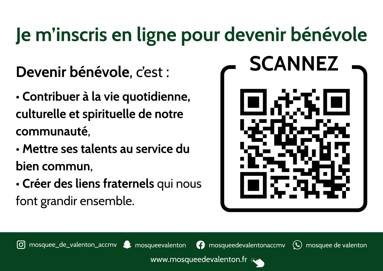 Devenez bénévole pour la mosquée