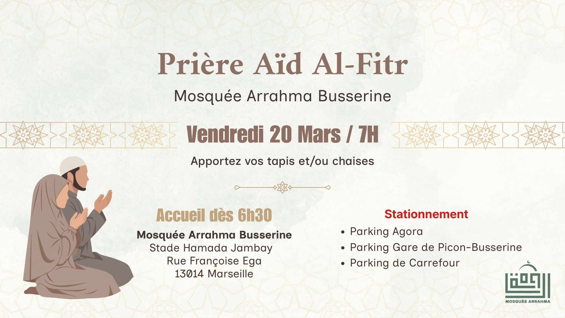 Prière de l'Aïd - Vendredi 20 Mars