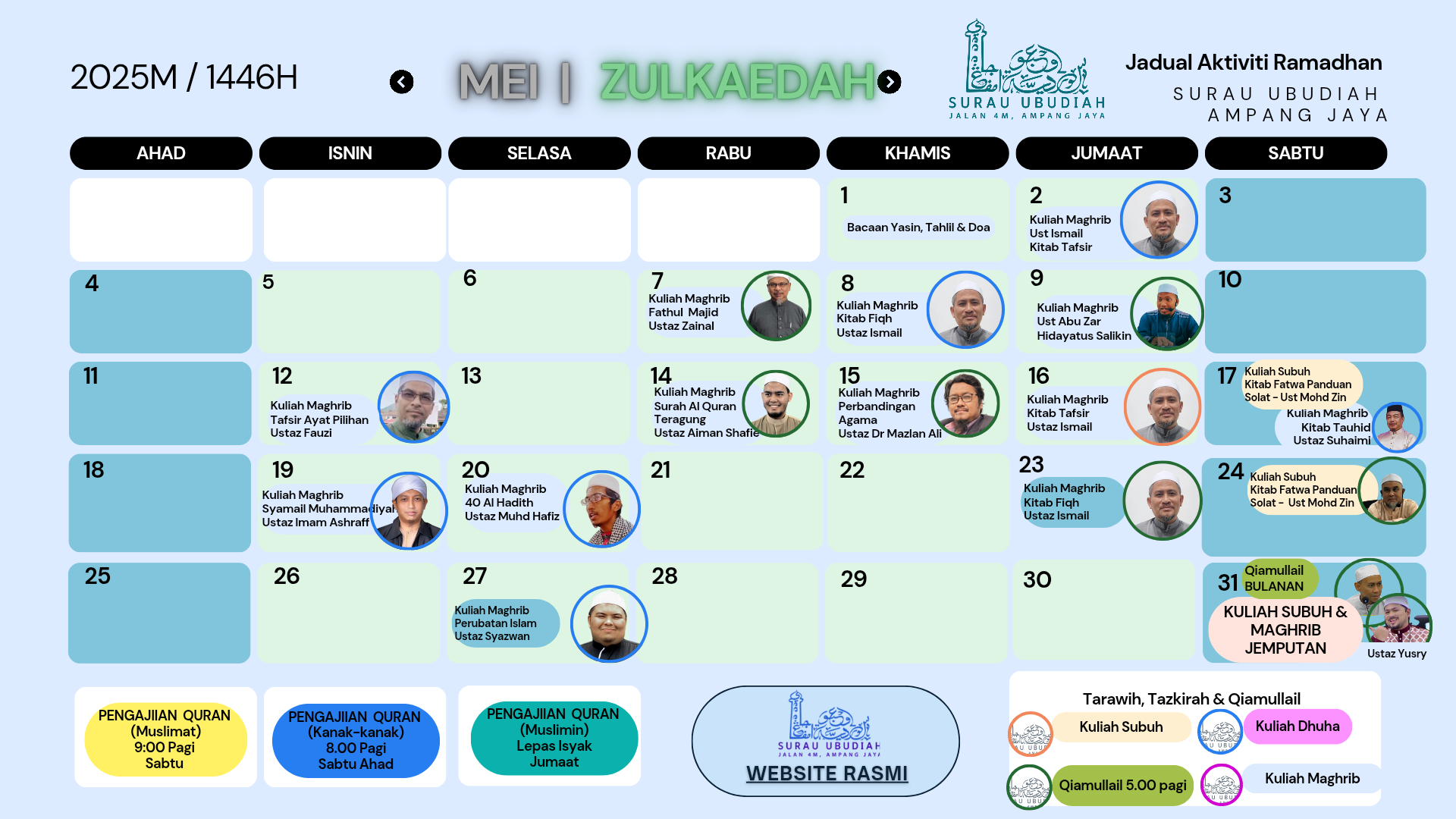 AKTIVITI SURAU  - JADUAL KULIAH