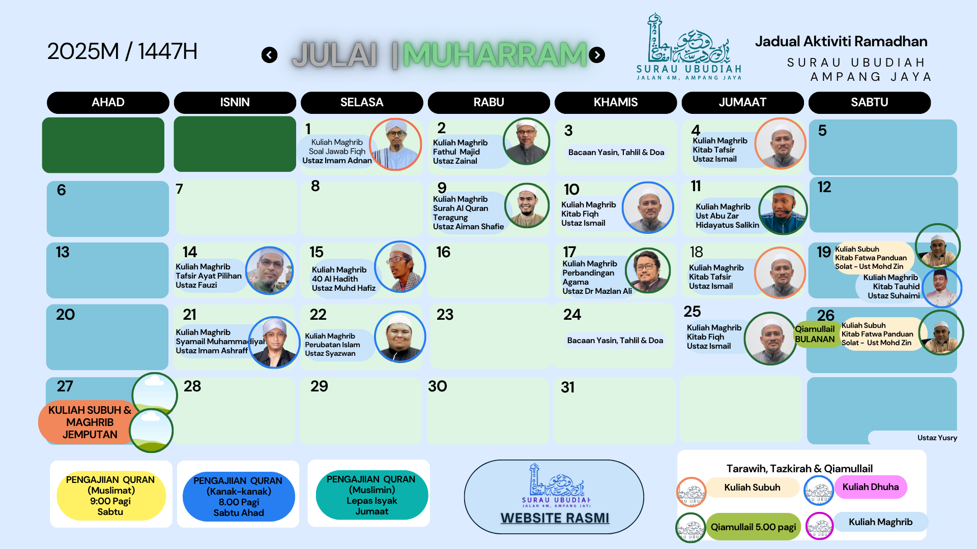 AKTIVITI SURAU  - JADUAL KULIAH