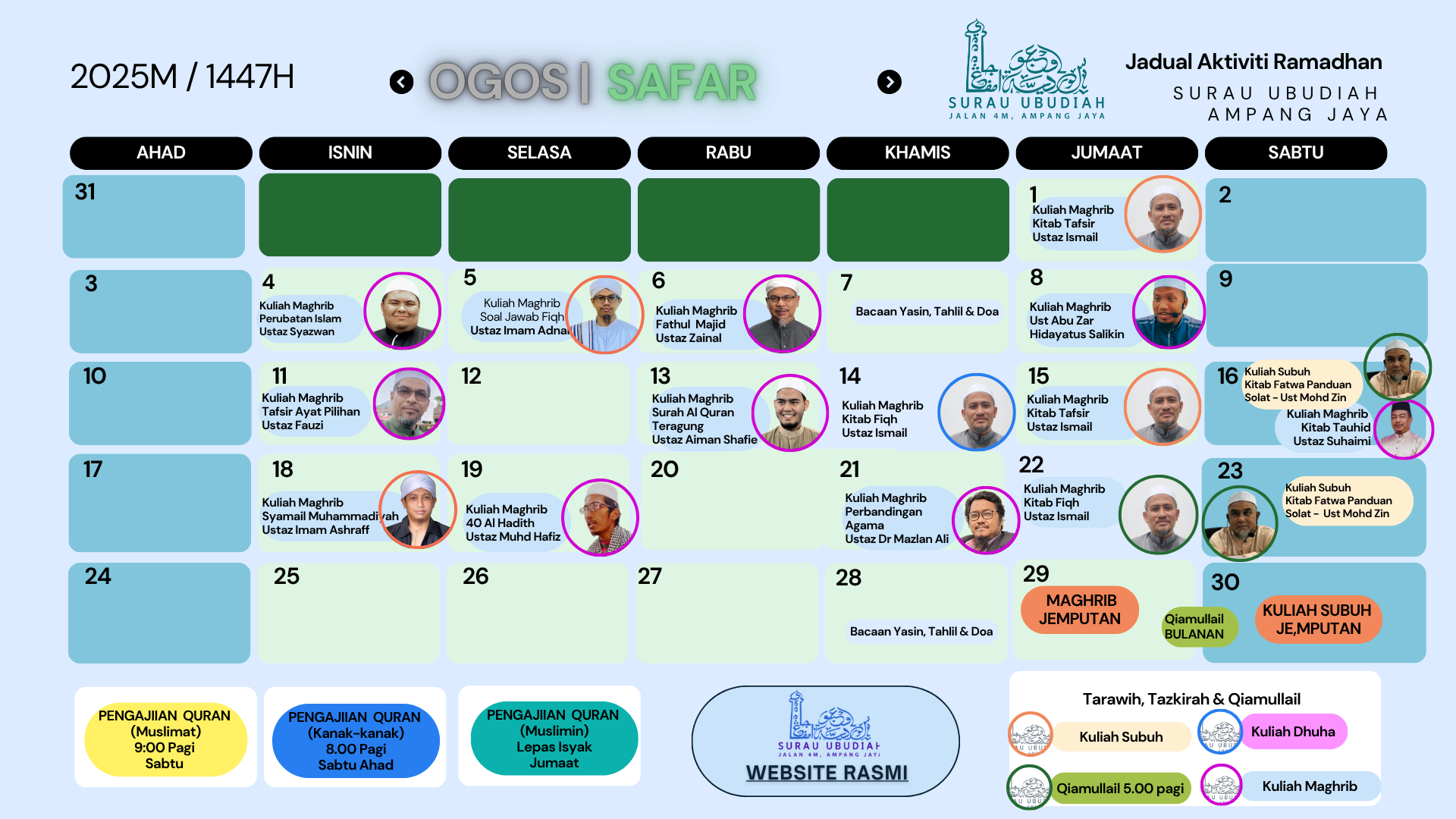 AKTIVITI SURAU  - JADUAL KULIAH