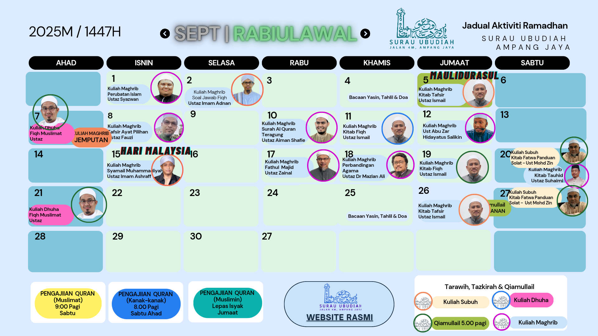 AKTIVITI SURAU  - JADUAL KULIAH