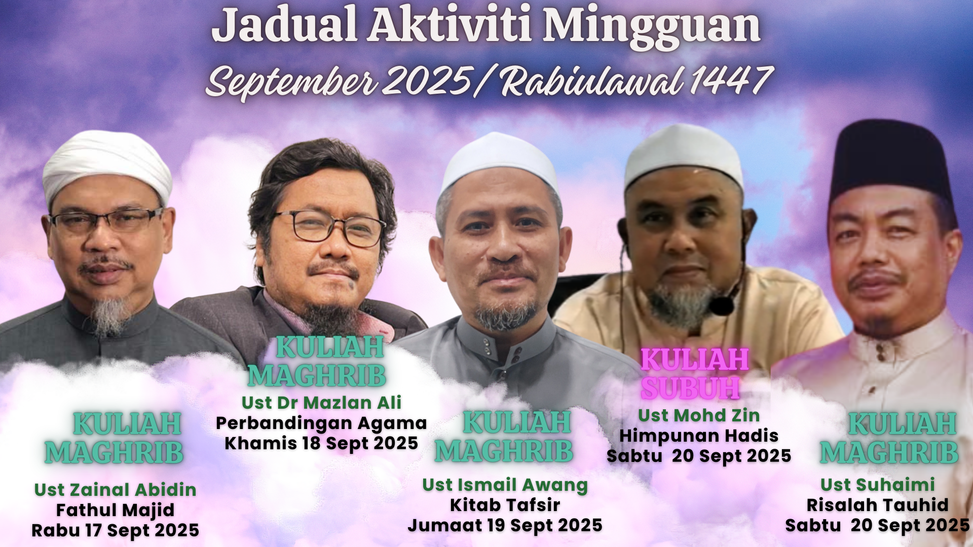 Jadual Kuliah Mingguan