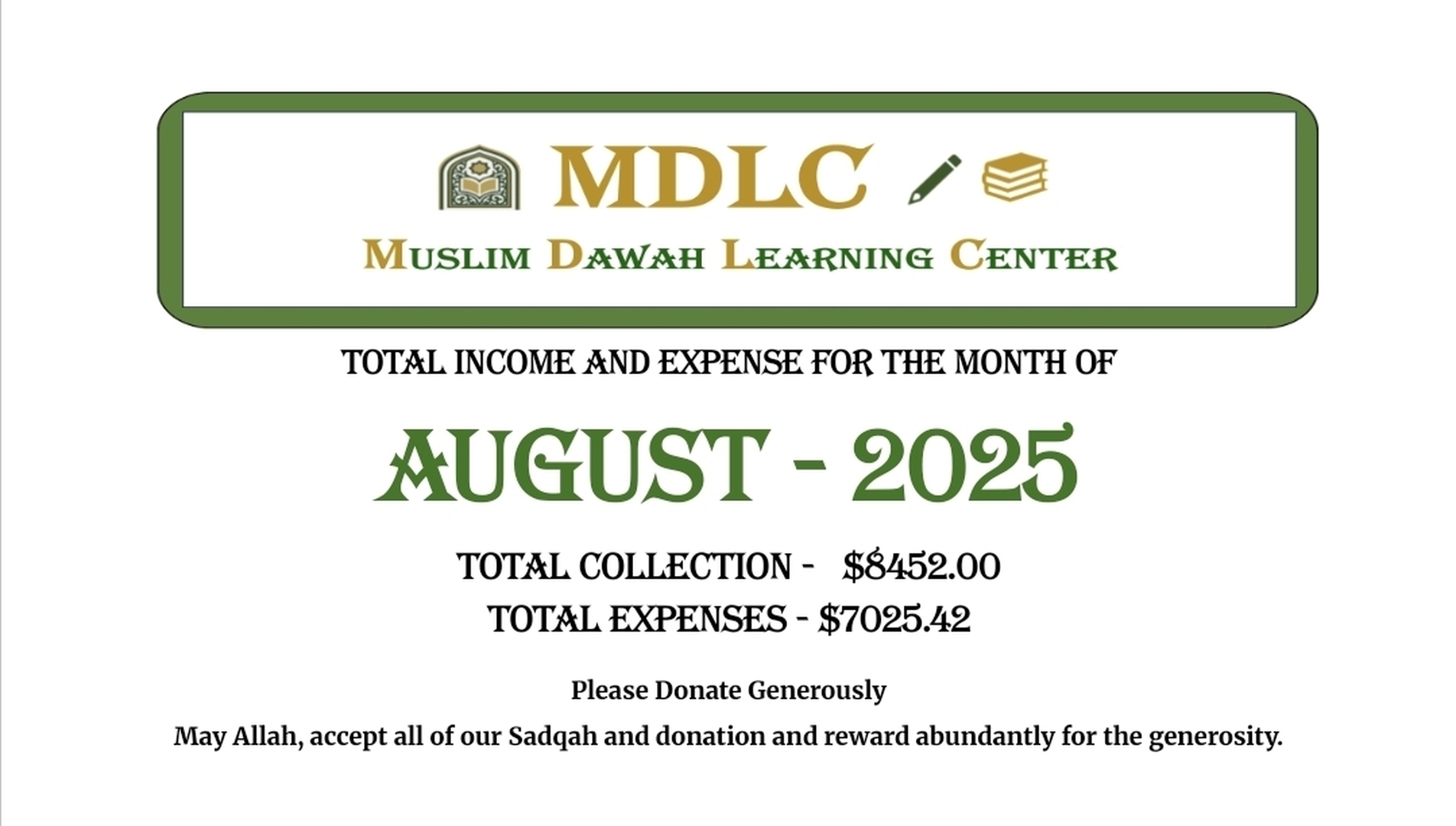 MDLC Donation Report