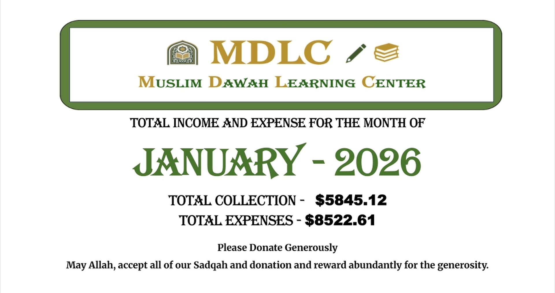 MDLC Donation Report