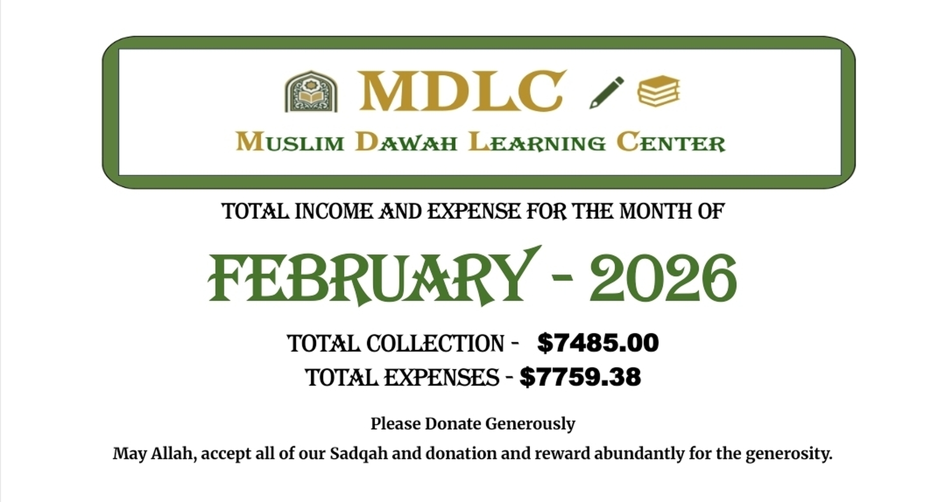 MDLC Donation Report