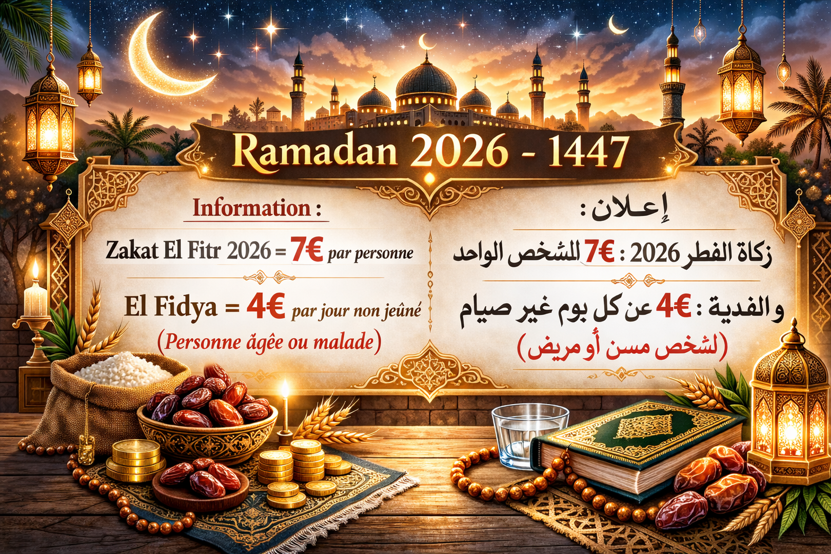 Zakat El fitr et Fidya 2026-1446