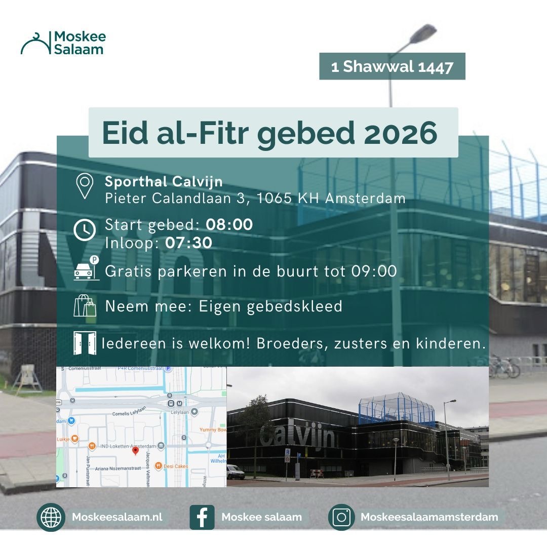 Eid el Fitr Vrijdag 20 maart 2026