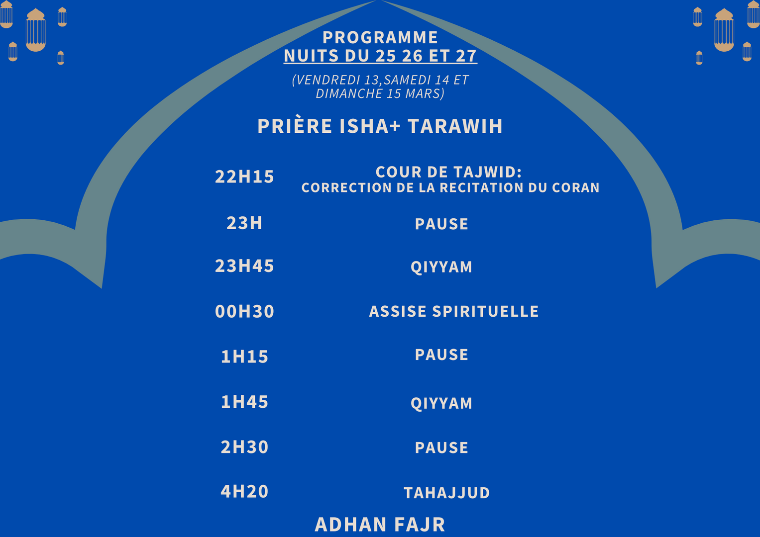 Programme Nuits du 25, 26 et 27