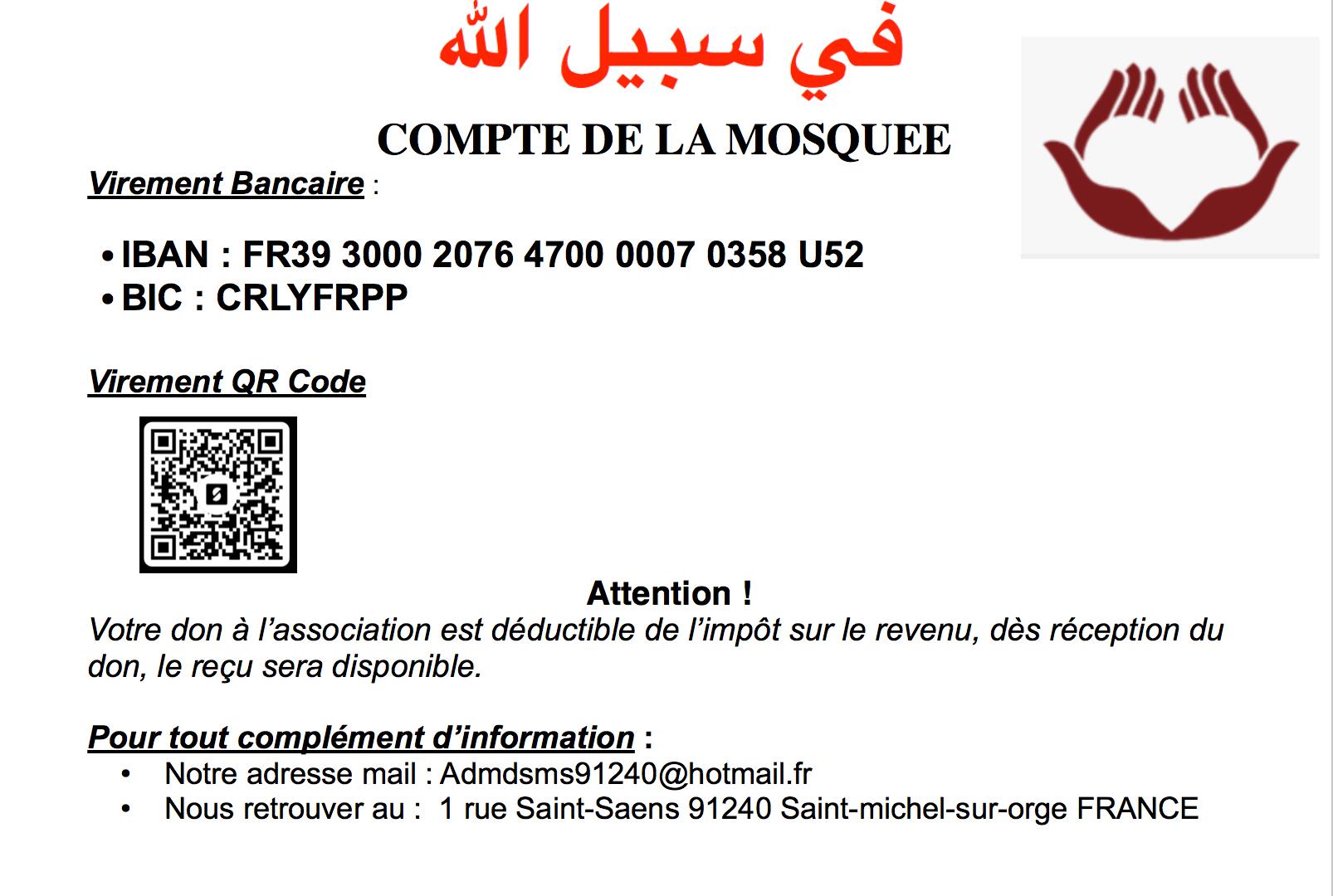 Compte de la mosquée