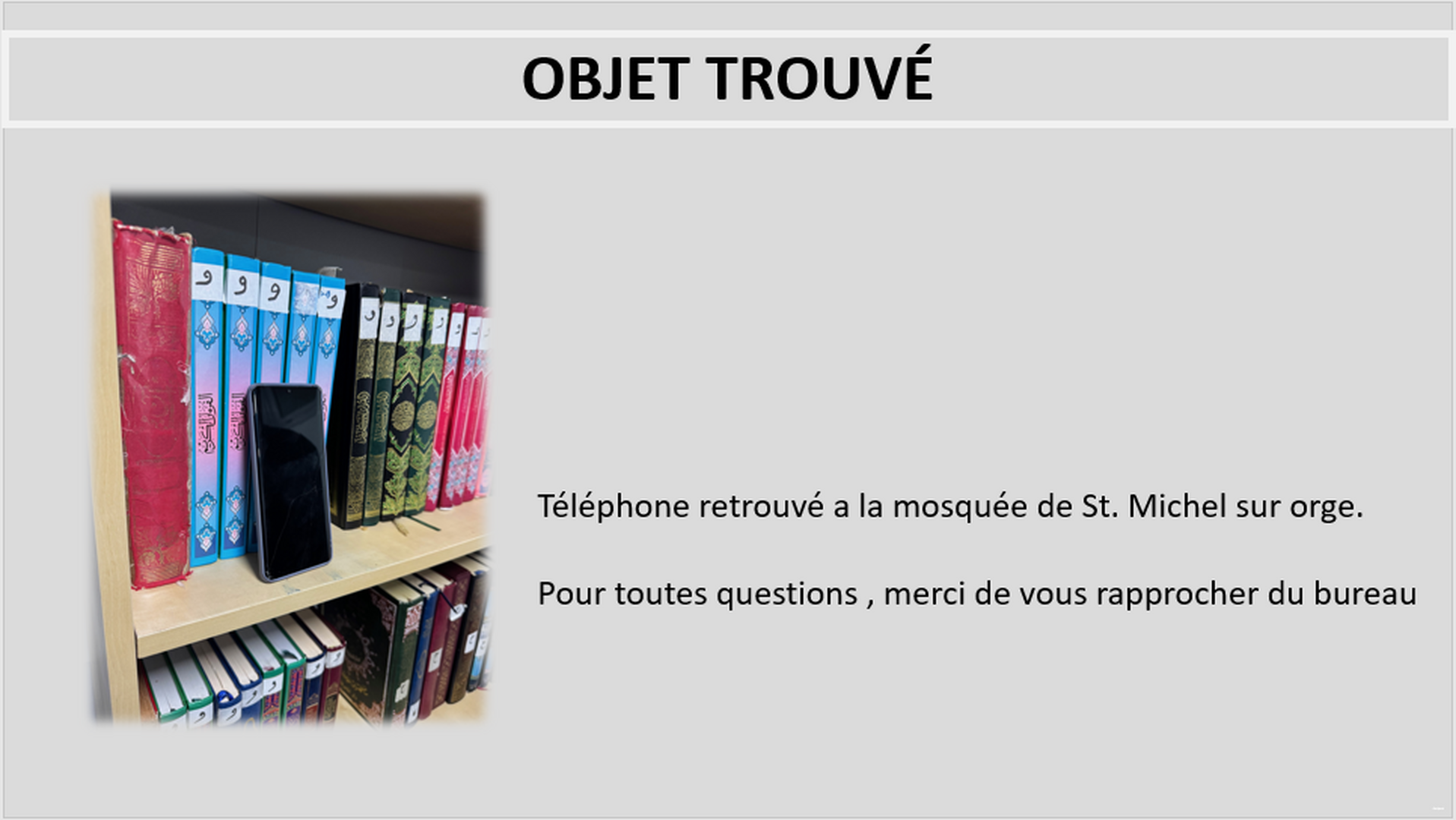 Objet trouvé ( Téléphone)