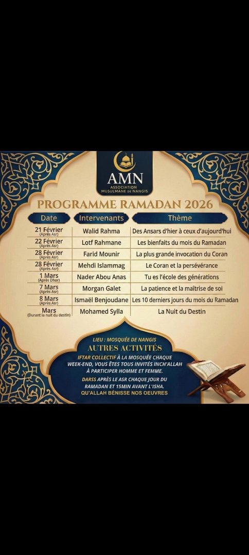 PROGRAMME RAMADAN 2026