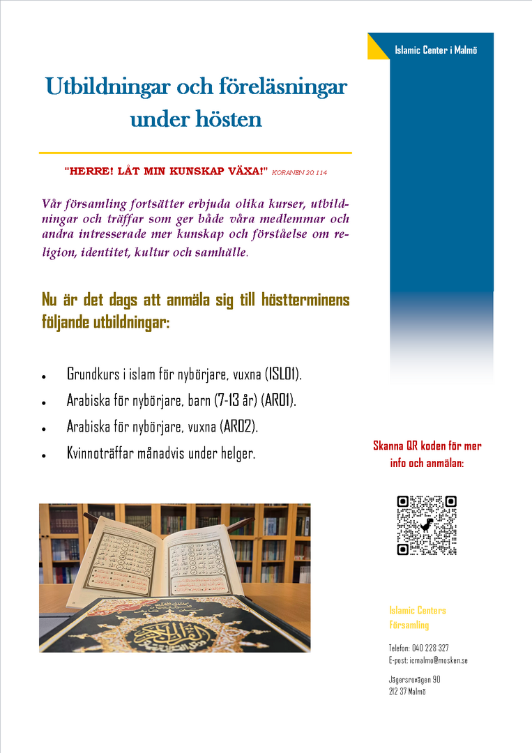 Föreläsningar, utbildningar under hösten