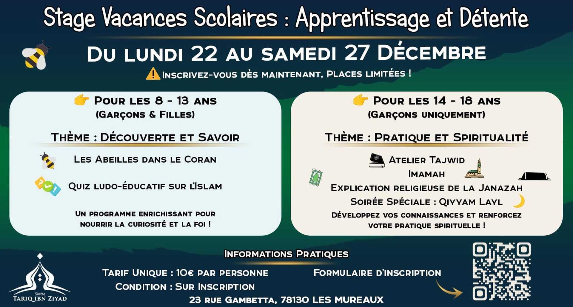 Stage vacances scolaires décembre