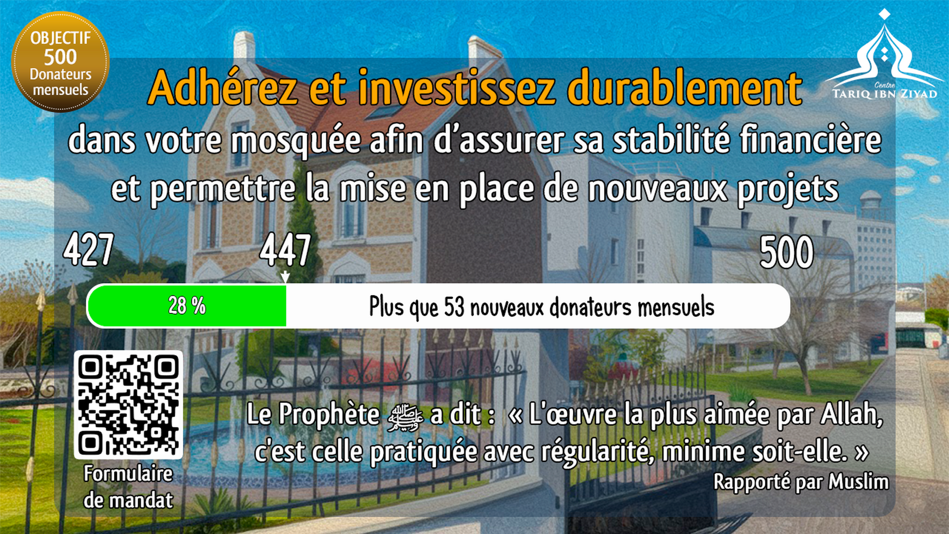 Donateurs mensuels - 28% de l'objectif