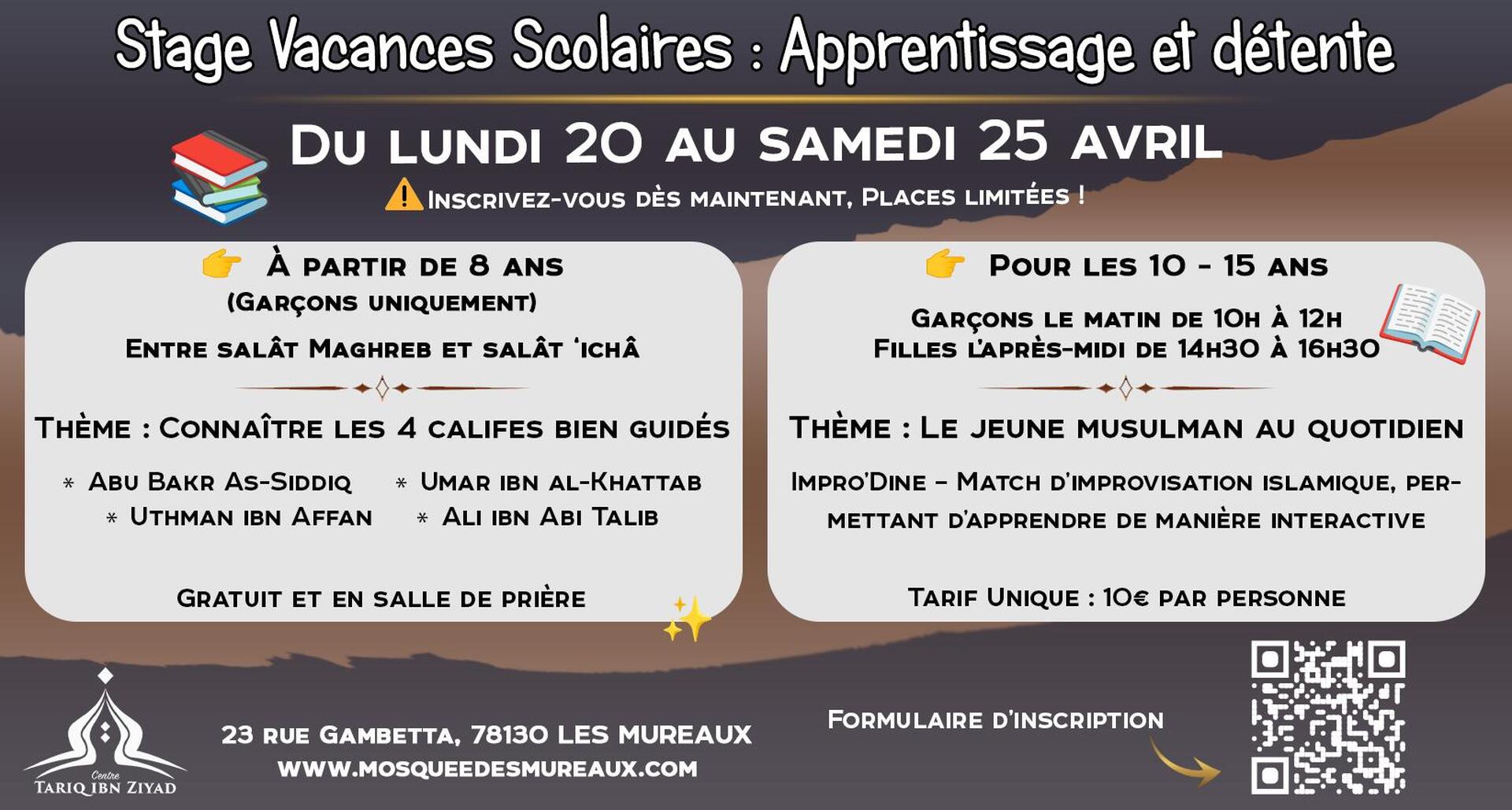Stage vacances scolaires avril