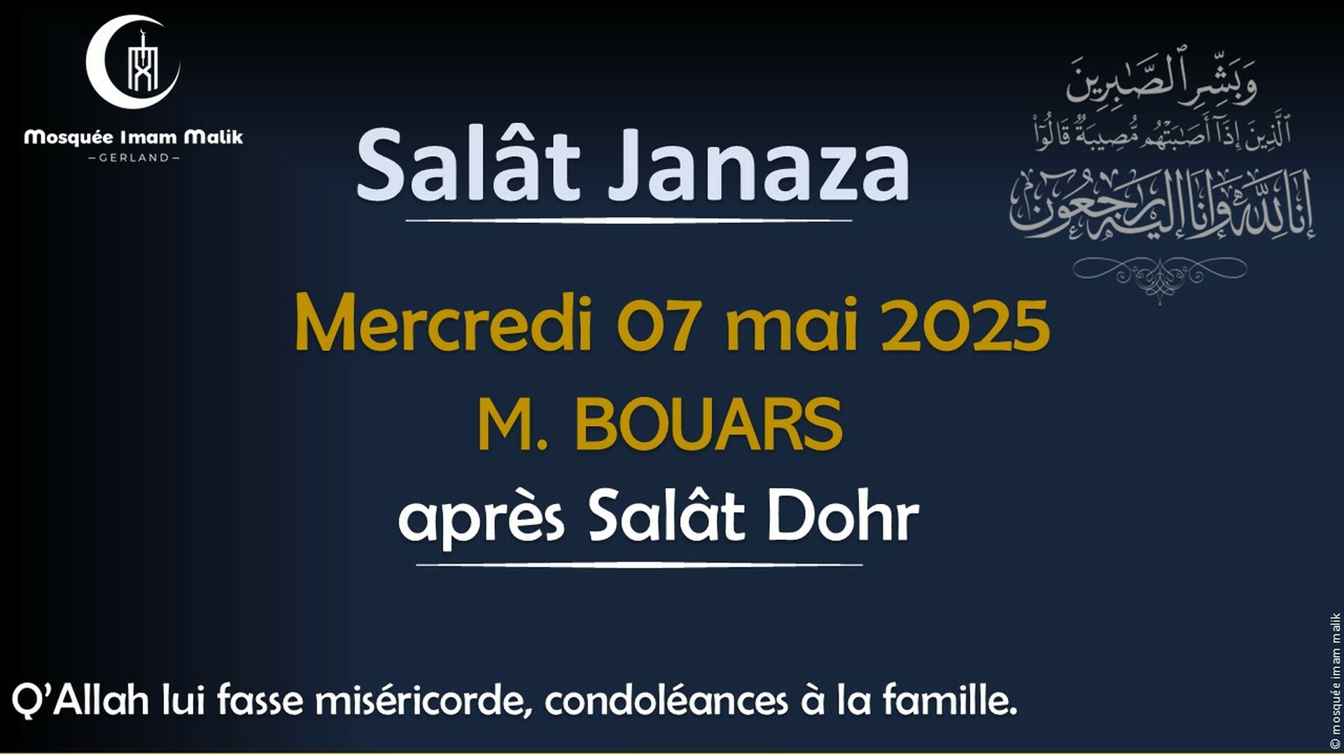 Salât Janaza 07 05 2025