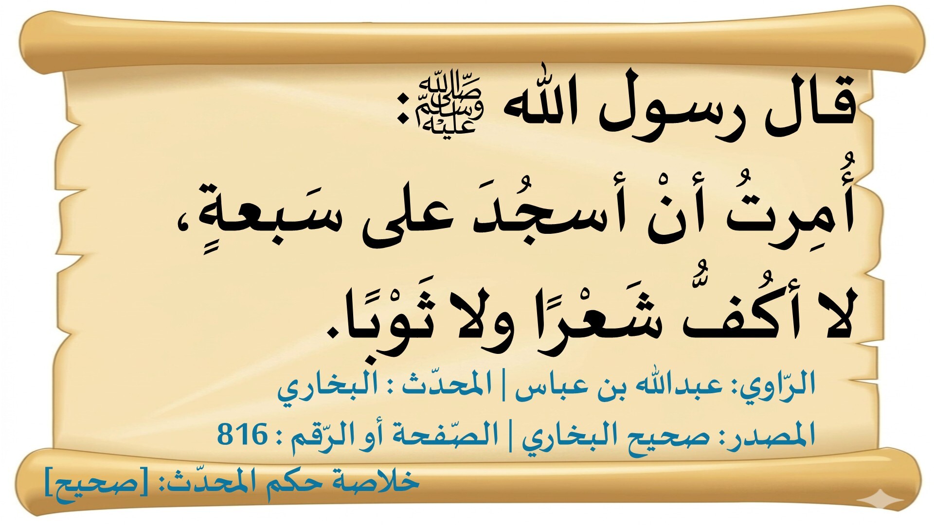 لا أكُفُّ شَعَرًا ولا ثَوبًا