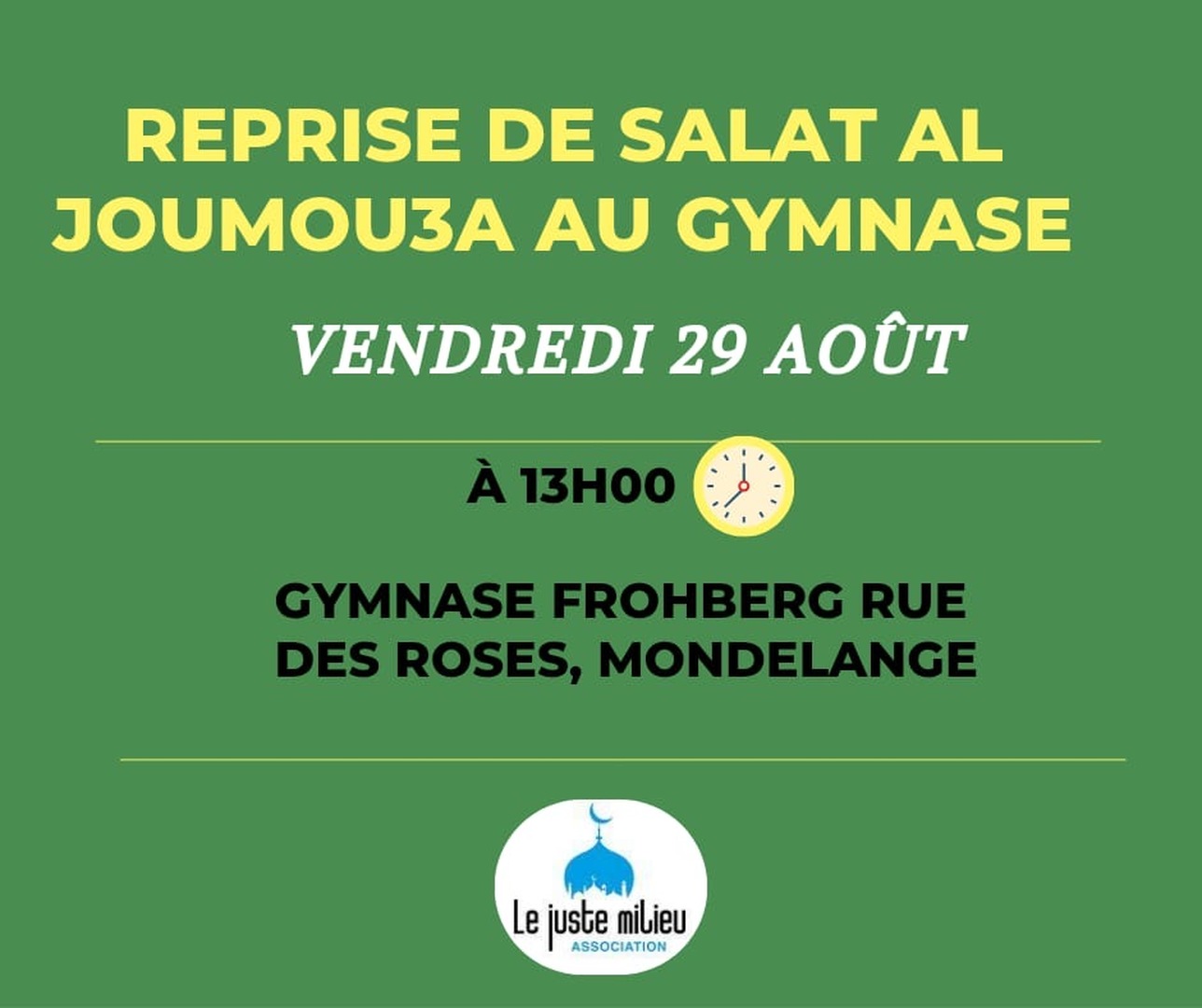 Reprise Salât Al Joumou3a au gymnase