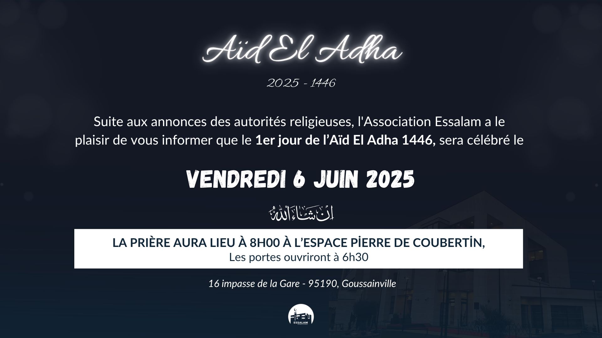 Aïd El Adha - Changement lieu