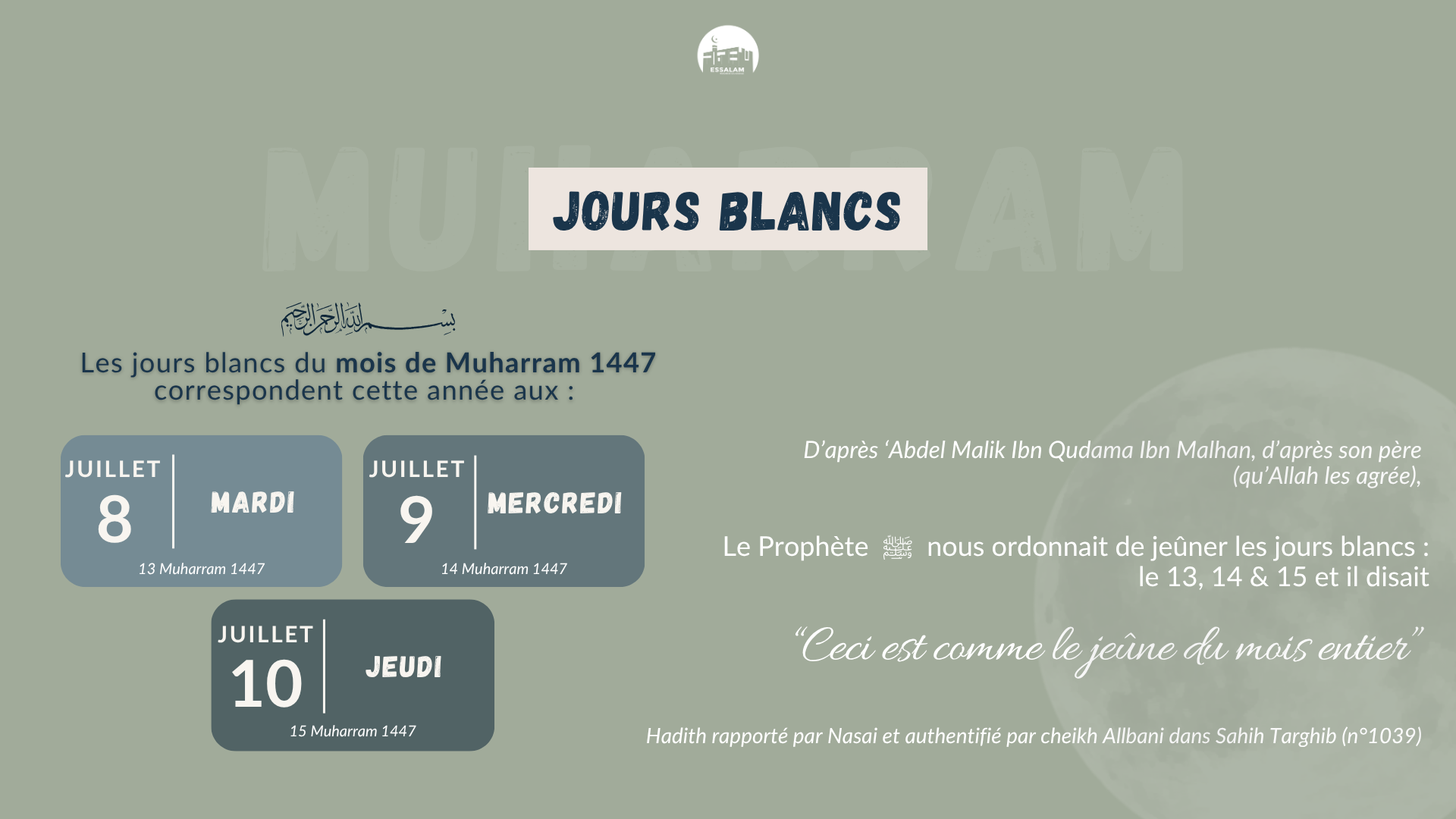 Jours blancs MUHARRAM