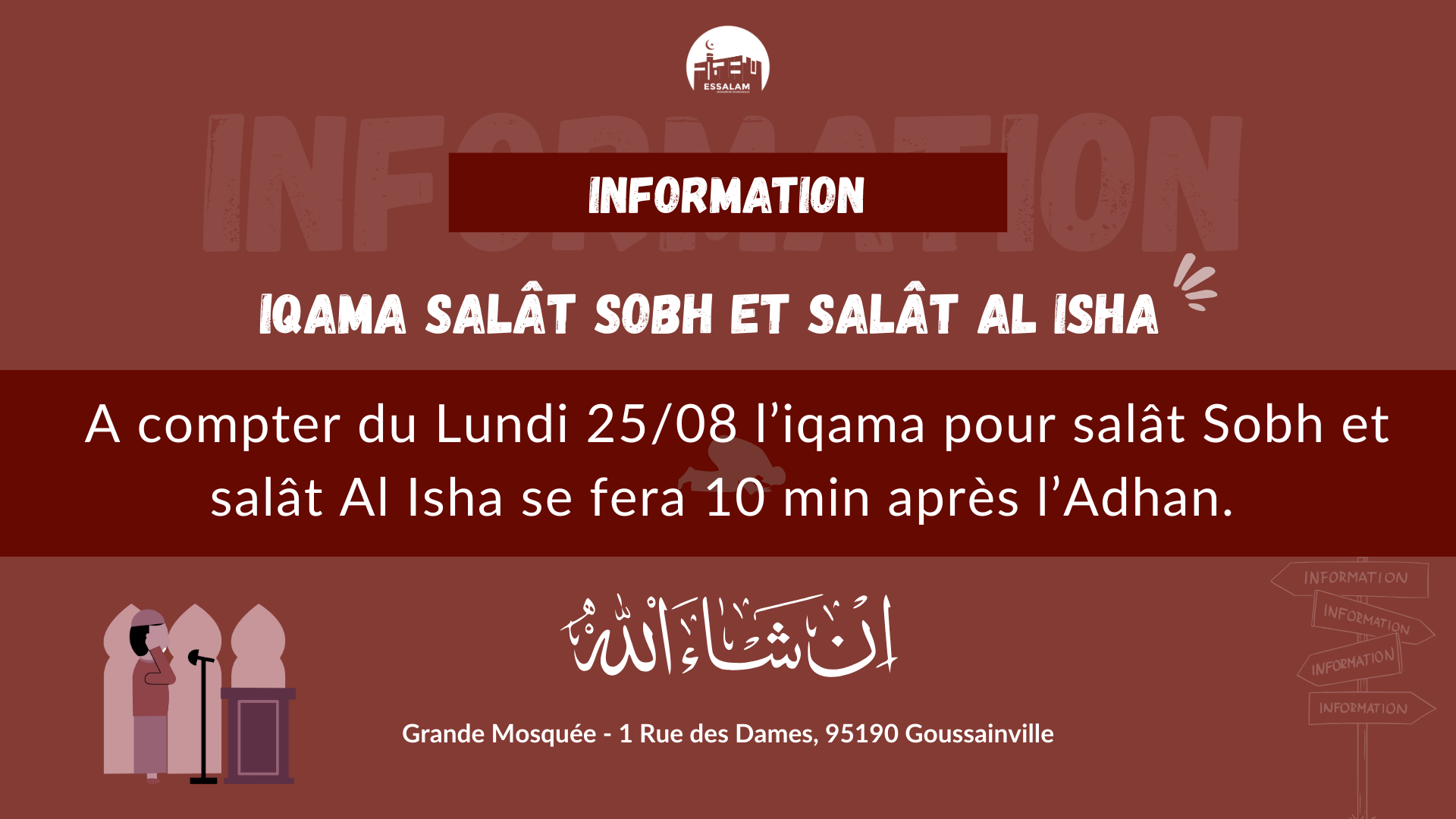 Information IQAMA SOBH et ISHA