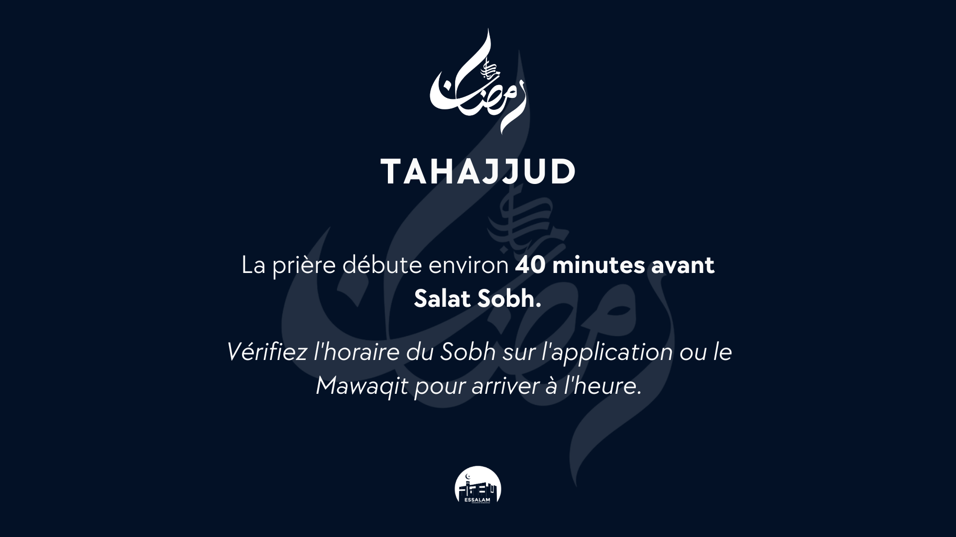 Tahajjud horaires
