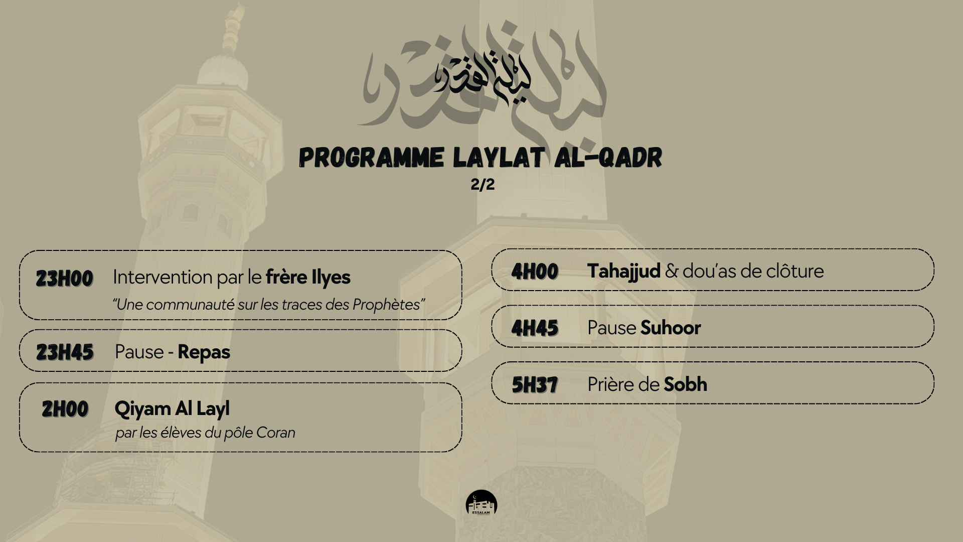 Programme nuit du 27 - 2