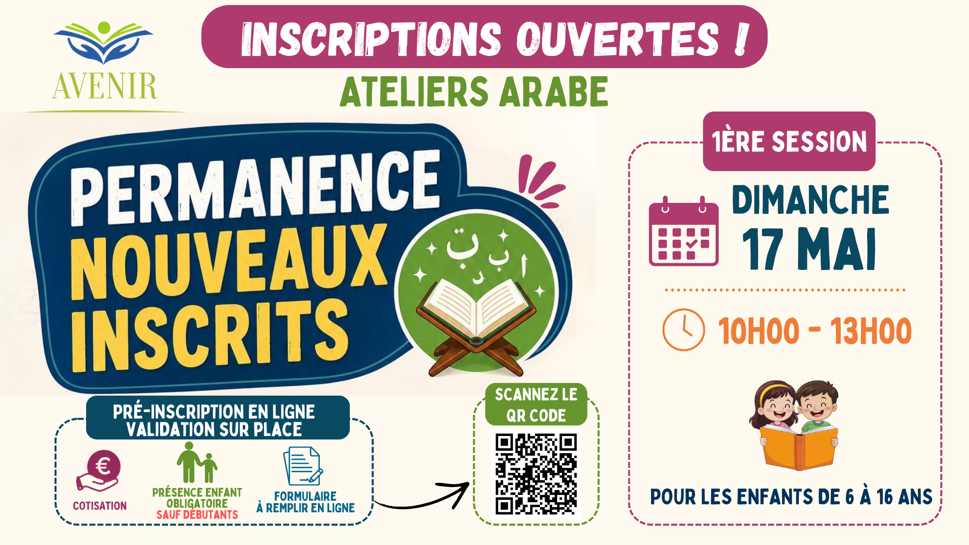 Inscriptions ateliers arabe