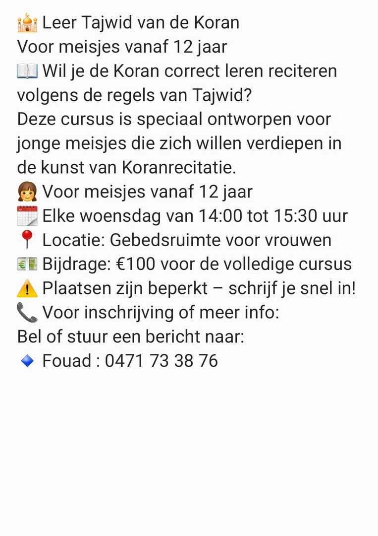 Koranles voor tienermeisjes vanaf 12j