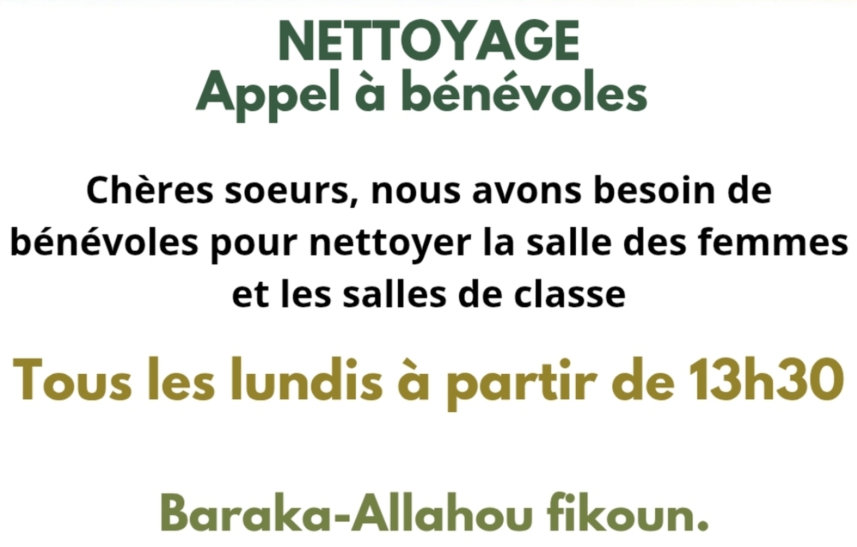 Nettoyage : appel à bénévoles