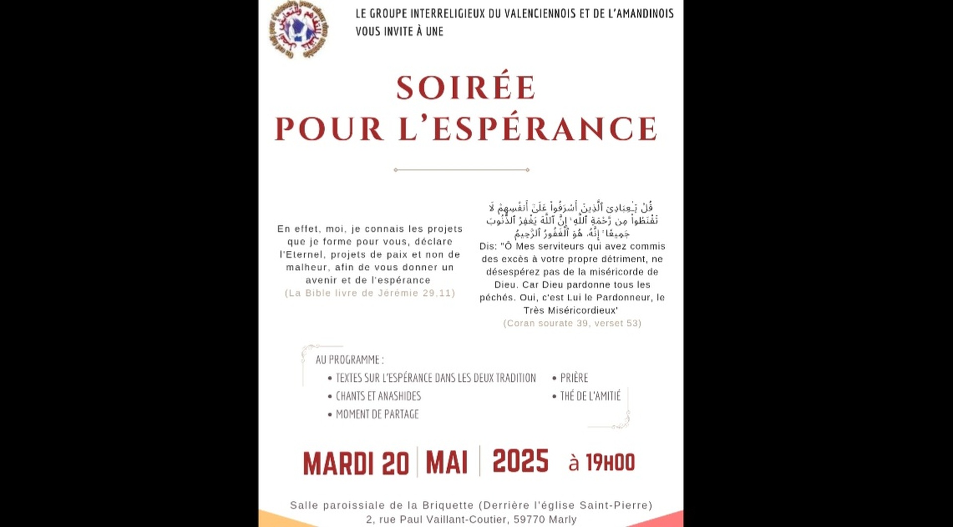 Soirée pour l'espérance