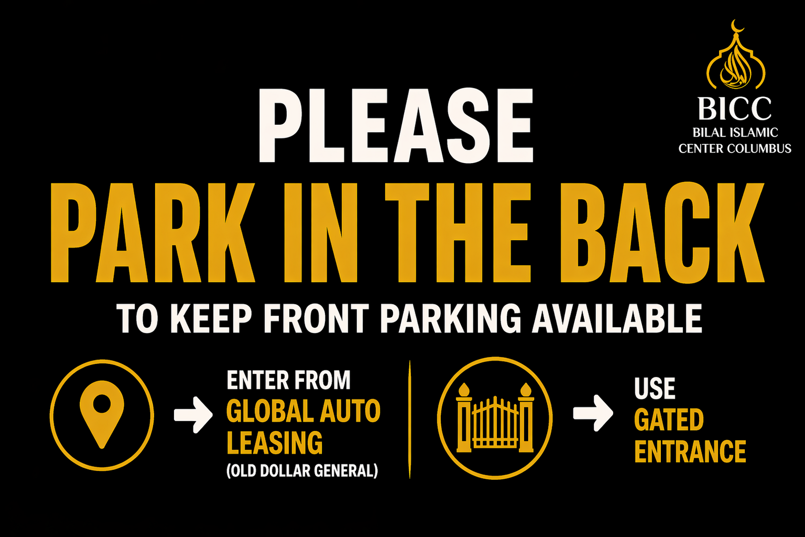 PLEASE PARK IN THE BACK LOTS