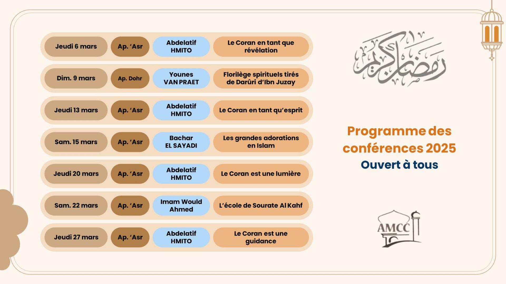 Programme Ramadan 2025