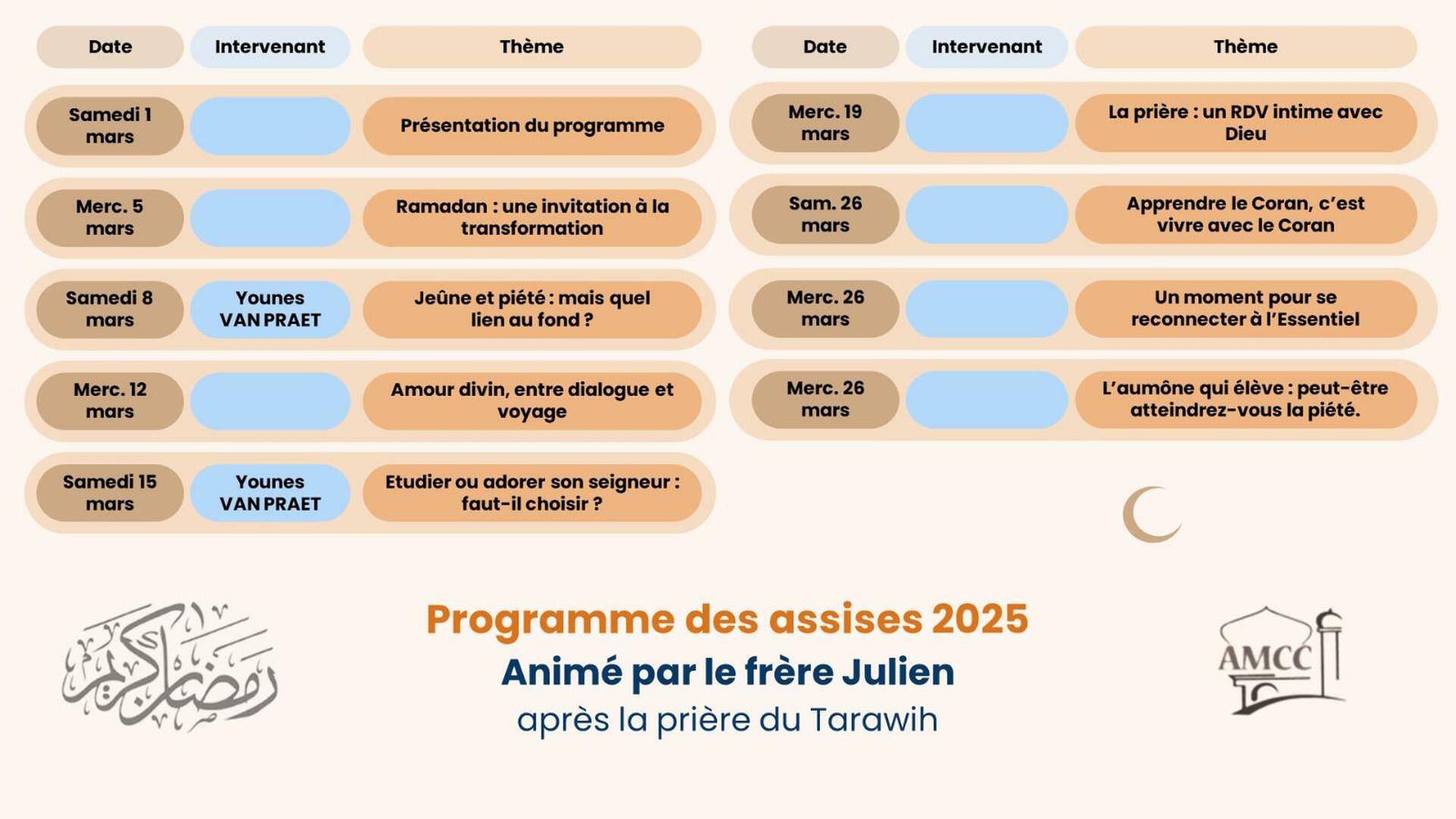 Programme Ramadan 2025