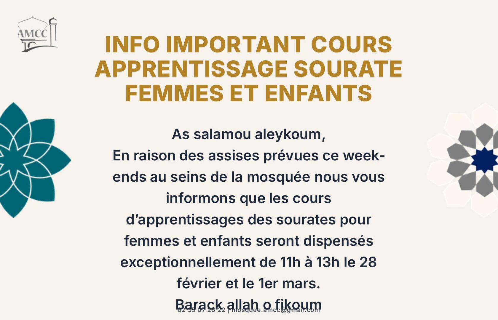 Cours mémorisation femmes et enfants