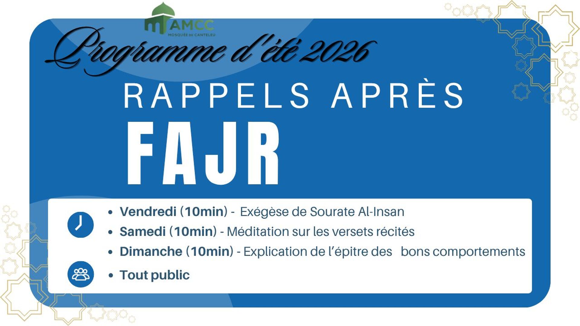 Programme d'été 2026 /2