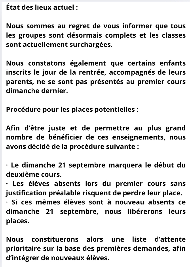 Cours enfants places disponibles page.2