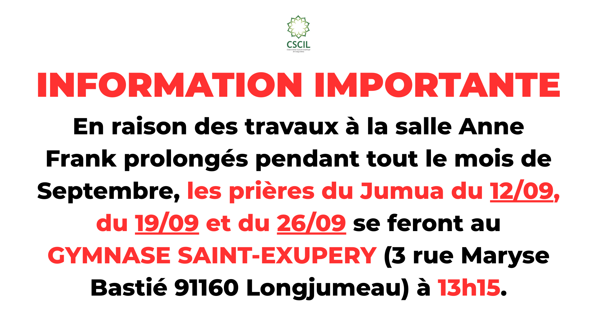 Jumua de Septembre au Gymnase St Exupery