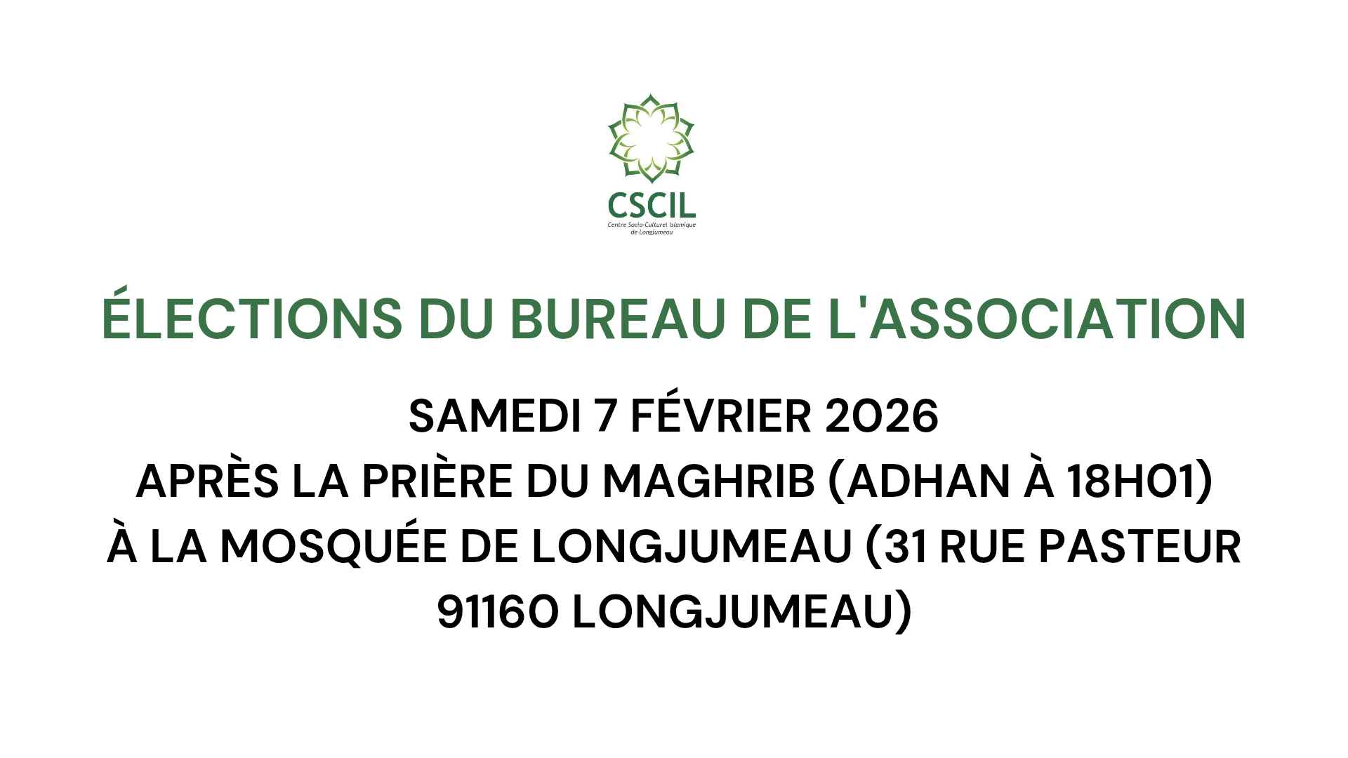 Élections du bureau de l'association